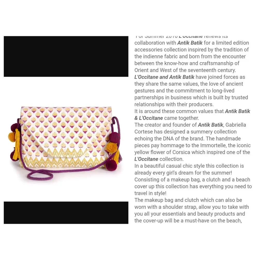 Antik Batik & L'Occitane Limited Edition Collaboration Clutch Purse